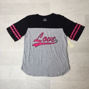 Bobby Brooks Shirt Sz 1X Gray Love Striped Graphic